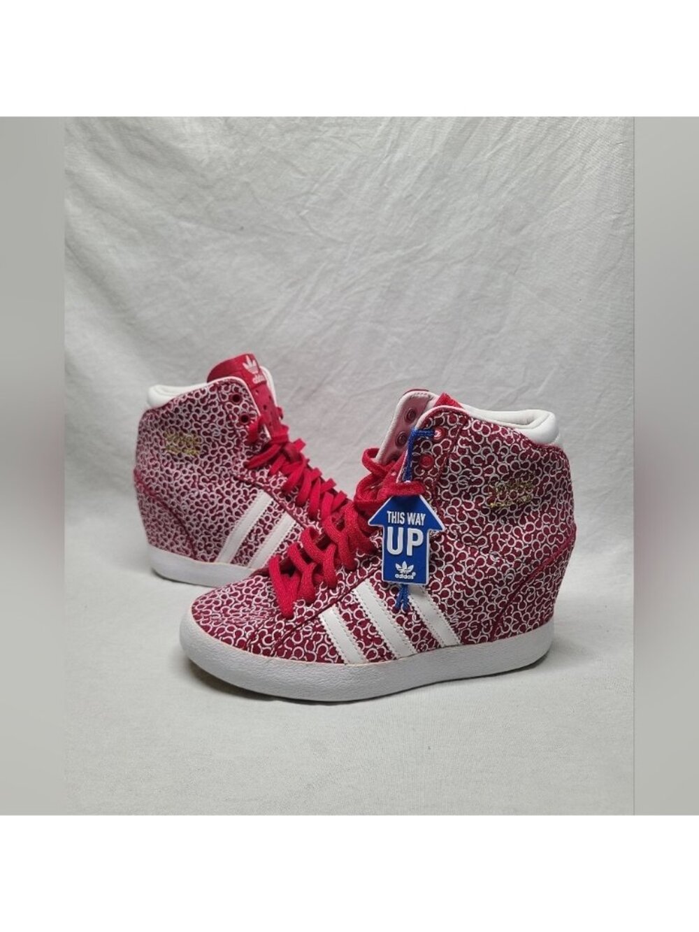 ADIDAS BASKET PROFI UP red White Hidden Wedge Trainer US 6 Womens